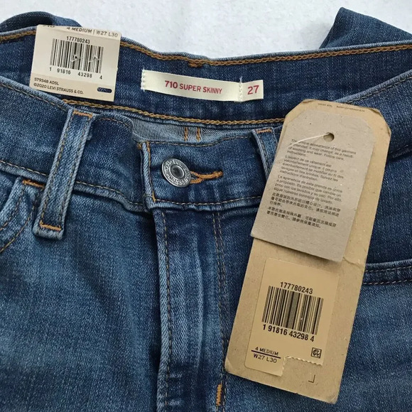 Levi's NWT 710 Super Skinny Distressed Jeans Women 4/27 - Picture 9 of 11